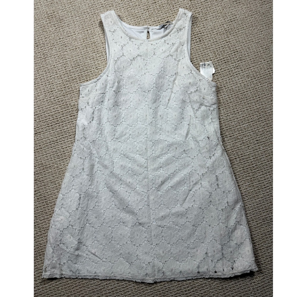 Speechless Mini Dress Womens XL White Lace Lined Peasant Boho embroider Sundress